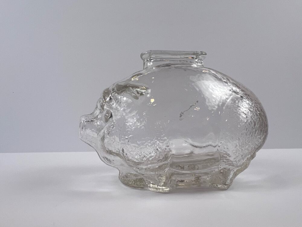 Vintage clear glass piggy bank (the small 3" high version)